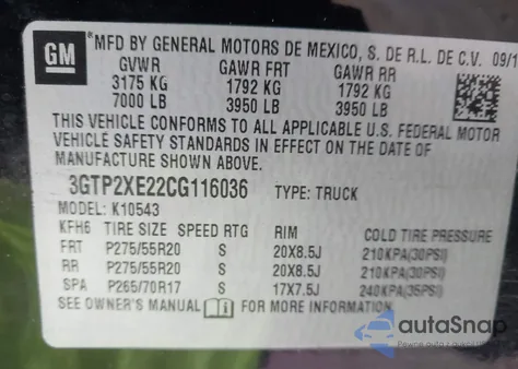 2012 GMC Sierra 1500 Denali from USA, damaged, VIN 3GTP2XE22CG116036